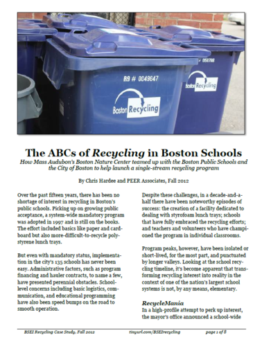2012 Case Study: BPS Recycling History